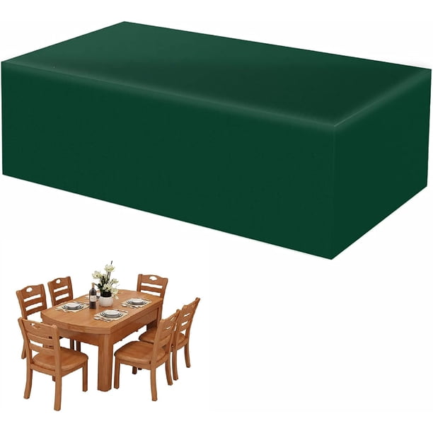Laklulu Funda para muebles de jardín, tela Oxford 210D, funda protectora anti-UV, impermeable, anti-viento y lluvia, funda rectangular para mesa, muebles y sofá, verde 210 x 140 x 70 cm