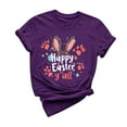 thumbnail image 2 of Ichuanyi Easter Shirts for Women Funny Bunny Face Graphic Print Rabbit T Shirt Summer Casual Short Sleeve Festival Holiday Tee Tops, 2 of 5