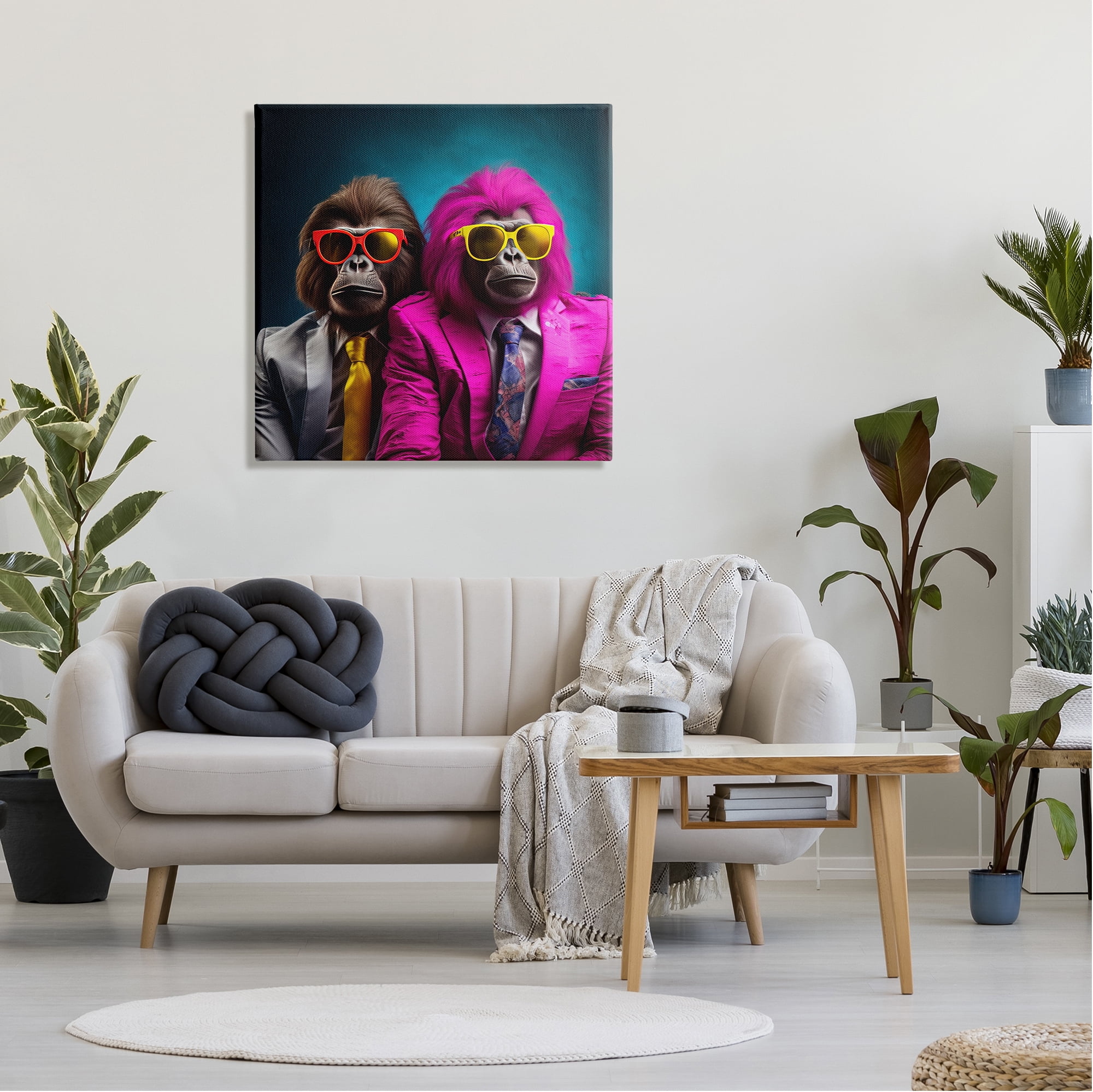 Stupell Industries Gorillas in Suits Animals & Insects Painting Gallery Wrapped Canvas Art Print Wall Art, 30 x 30
