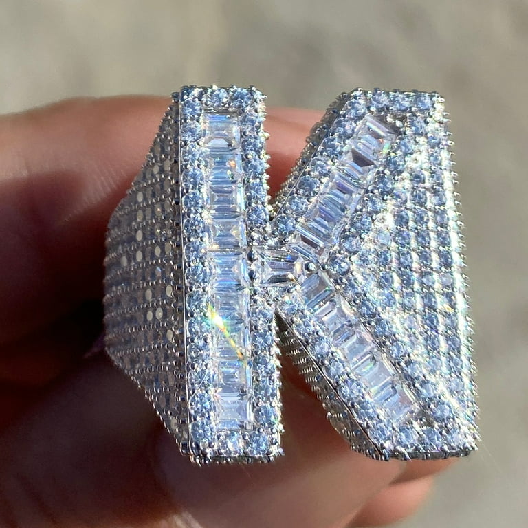 Sterling Silver Letters Single Micro Pave Diamond Bracelet