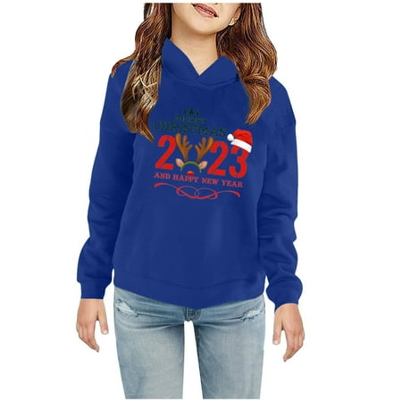 

Edvintorg Christmas Sweatshirt Clearance Toddler Boys Girls Casual Kawaii Print Long Sleeve Pullover Hooded Sweatshirts Christmas Gift Fall Winter 2-7Years Children s Clothing