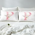 thumbnail image 4 of Erosebridal Initial Monogrammed Full Sheet Sets,Pink White Bedding Full Size,Floral Flower Bed Sheets Set Full Size,Super Cozy Alphabet Room Decoration,4pcs, 4 of 7