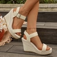 thumbnail image 4 of Samdudou Espadrille Wedge Sandals for Women Open Toe Ankle Strap with Buckle Suede Straps Jute Wrapped Summer Dressy Casual Everyday Footwear Ladies Travel Resort, 4 of 9