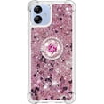 thumbnail image 2 of Glitter Clear Sparkly Bling Case for Samsung Galaxy A04E for Women Girls, Flowing Liquid Quicksand Cover with Diamond Ring Holder Case for Samsung Galaxy F04 /M04 /A04E  Rose Gold, 2 of 14