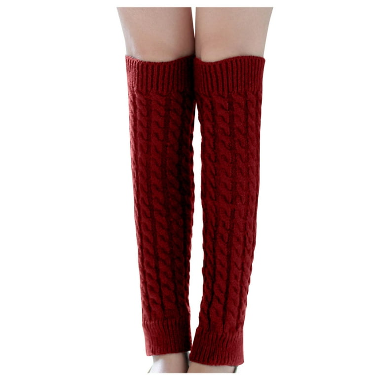 Dadaria Leg Warmers for Women 80s Fashion Women Winter Warm Leg Warmers  Knitted Crochet Long Socks Wine 40cm-43cm,Women 