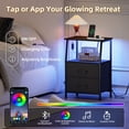 thumbnail image 4 of Eunos Small Nightstand with Charging Station for Bedroom, 2 Black Drawer Dresser with Storage Shelfs, 4 of 8