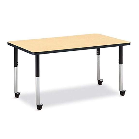 Berries 6473JCM011 Rectangle Mobile Activity Table, 30" x 48", Maple/Black/Black
