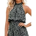 thumbnail image 4 of FASHIONWT Retro Floral Summer Halter Neckline Elastic Waist Mini Dress Women, 4 of 4