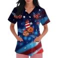 thumbnail image 3 of 250th Anniversary USA Scrub Tops Women American Flag Print Stretch V Neck Scrubs 4th of July Nurse Working Uniforms with Pockets, 3 of 4
