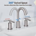 thumbnail image 4 of ANDY STAR Bathroom Faucet 3 Hole, Brushed Nickel 8 inch Widespread Bathroom Faucet with Pop Up Drain and 360° Swivel Spout, 2 Handle Vanity Rv Bathroom Sink Faucet with cUPC Supply Lines, 4 of 8