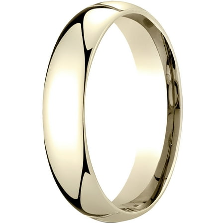 Mens 10K Yellow Gold, 5mm Slightly Domed Standard Comfort-Fit Wedding Band