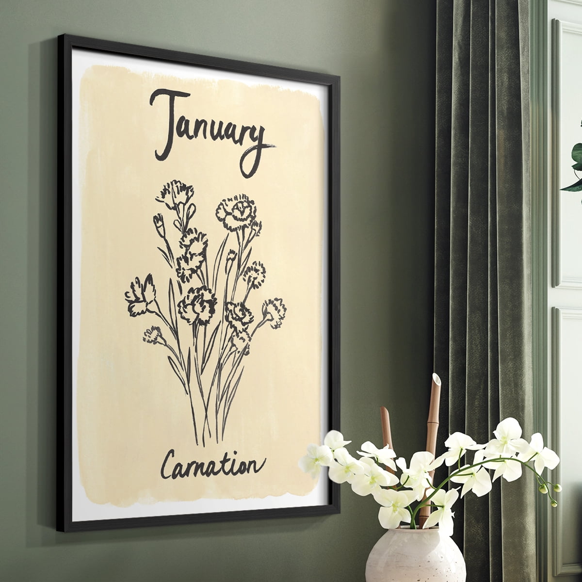Birth Month I Framed Print in Black Solid Wood Framed Print No Nail Hanging