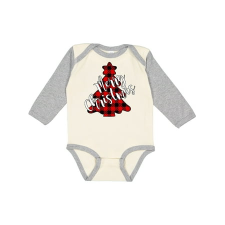 

Inktastic Red Buffalo Plaid Christmas Tree Gift Baby Boy or Baby Girl Long Sleeve Bodysuit
