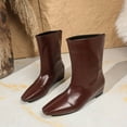 thumbnail image 4 of Bnwani Low Heel Boots for Women Winter Fashion Wedge Ankle Casual Retro Boot Brown Size 5.5, 4 of 8