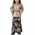 thumbnail image 5 of YWDJ Girl Party Dresses Long Dress Medium Big Girls Long Sleeve Round Neck Colorblock Top Skirt Set Khaki 4-5T, 5 of 6