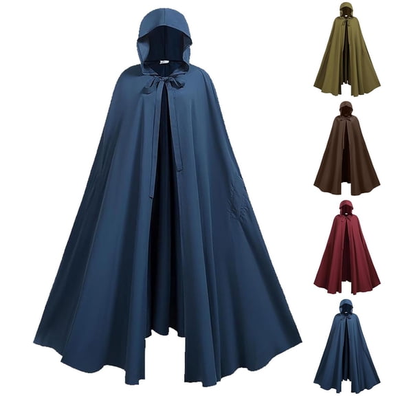 Hvyesh Medieval Hooded Cloak - Renaissance Cape with Hood Vintage Capelet Halloween Sorcerer Costume Cloaks