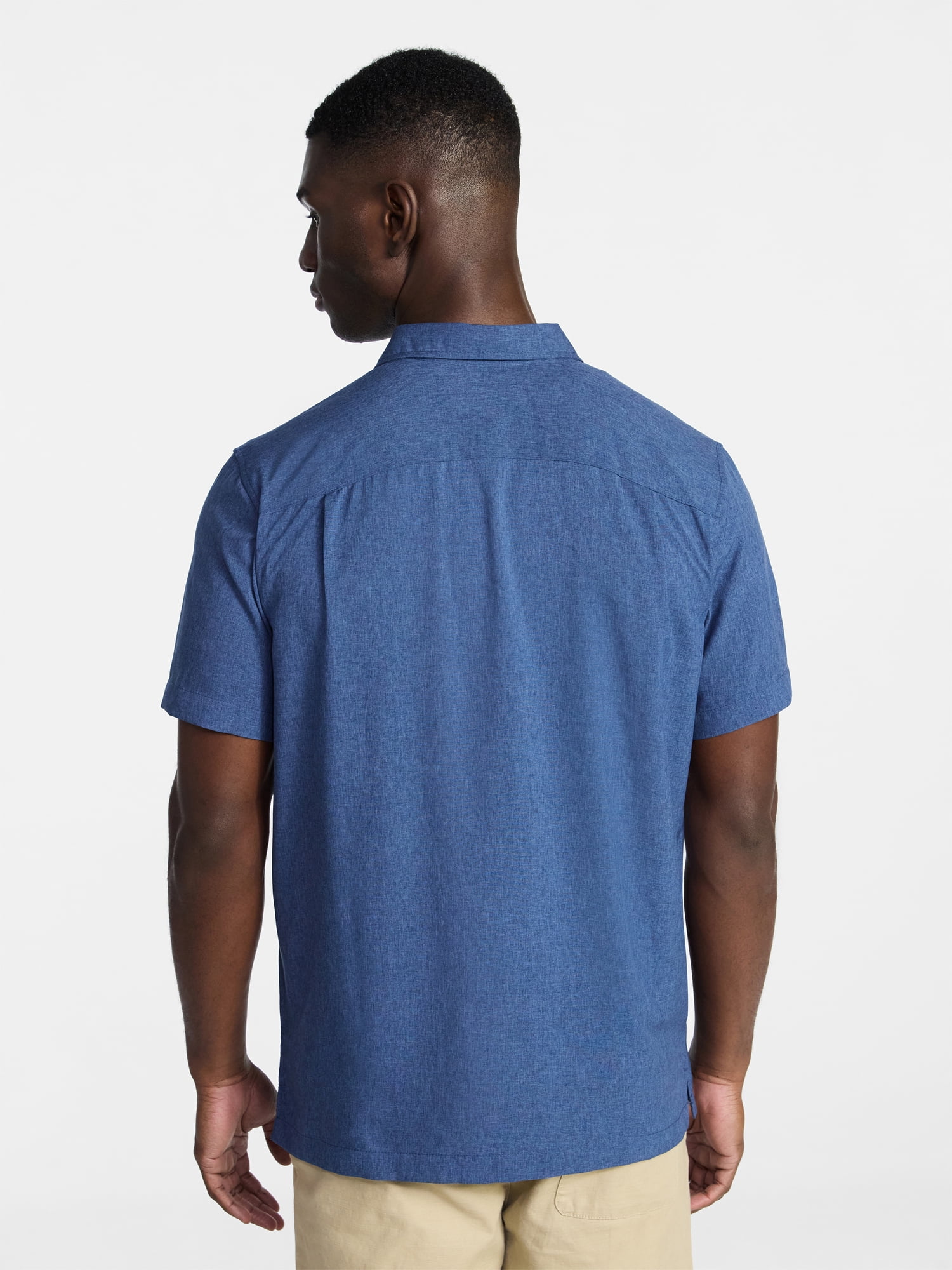 George Men's & Big Men's Regular Fit Microfiber Button-Up Shirt with Short Sleeves, Sizes XS-5XL