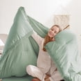 thumbnail image 5 of Andency Queen Comforter Set Sage Green, 3 Pieces Soft Fluffy Bedding Comforter Set for Queen Size Bed, All Season Lightweight Boho Tassel Down Alternative Bed Set, 5 of 8