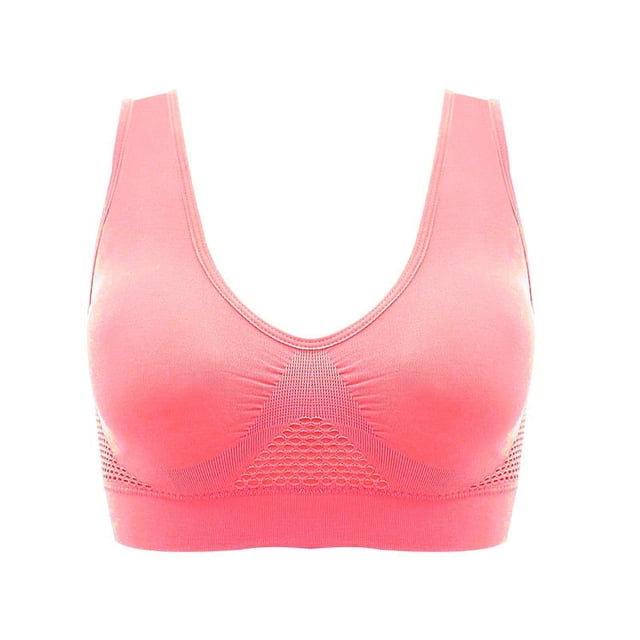 Sujetador deportivo sin aro de acero, malla hueca, transpirable, con agujeros, a prueba de golpes, para yoga, running, ropa interior de talla grande para mujer