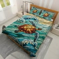 thumbnail image 2 of Lotusprinthandmade Sea Turtle 3D Quilt Bedding Set (White Binding) 5 Sizes (Made in Vietnam) (90x100), Ocean Animal Bedspread Coastal Decor for Sea Lovers, 2 of 6
