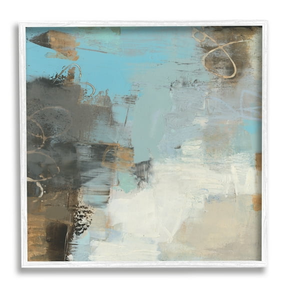 Stupell Industries Rustic Expressive Abstraction Brown Towards Blue Impression Abstract Painting White Framed Art Print Wall Art, 24 x 24