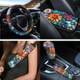 thumbnail image 3 of Uorisanigo Bohemian Flowers Car Seat Cover Sets Full Set Car Steering Wheel Covers+Armrest Protector+Head Rest Covers+Cup Coaster+Handbrake Cover+Seat Belt Strap Pad+Keychain,18 Pack, 3 of 7