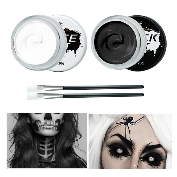 Afflano Payaso Joker Kit De Maquillaje Halloween, Blanco Negro Rojo Cara Pintura Corporal, Pintura Facial Pincel, Para El Ojo Negro Deportes Circo Vampiro Fantasmas Cosplay Disfraz SFX Maquillaje