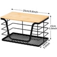 thumbnail image 7 of Wetheny Trash bag holder with Bamboo Top and Mesh Bottom, Stackable Garbage Bag Holder Dispenser Under Sink, Wall Mounted Storage for Kitchen Laundry Organizers, Black, 7 of 7
