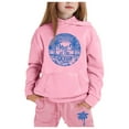 thumbnail image 2 of 2PC Girls Outfits Long Sleeve Hooded Pullover Tops Pants Cartoon Print Leisure Clothes Set 5-6 T, 2 of 3