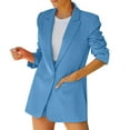 thumbnail image 1 of Ladies Work Suit Solid Color Blazer V Neck Cardigan Single Breasted Outwear Button Down Pockets Jacket Comfy Loose Blouse, 1 of 4