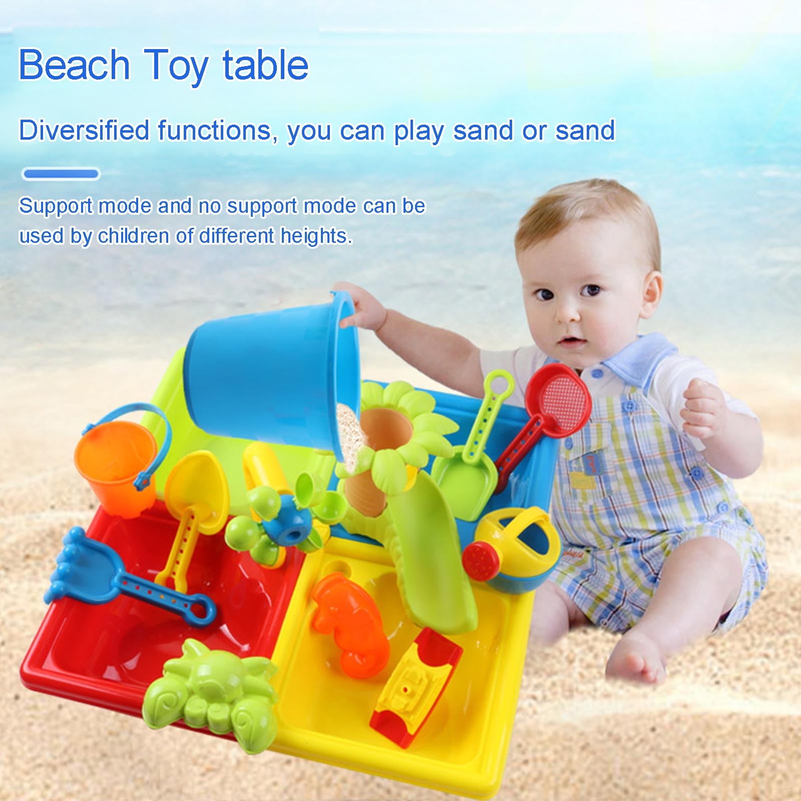 Fufafayo Sand Water Table for Little One 4 In Sensory Play Table, KidsWater Play Table And Sand Table Activity Center, Outdoor Beach Sand WaterToyFor Backyard Garden
