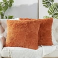 thumbnail image 4 of Home Soft Things Luxury Shaggy Faux Fur Throw Pillow Cases, Ultra Soft Plush Pillow Covers Fluffy Decorative Cushion Covers, No Pillow Insert, Set of 2, Burnt Orange, 26x26 Inch, 4 of 6
