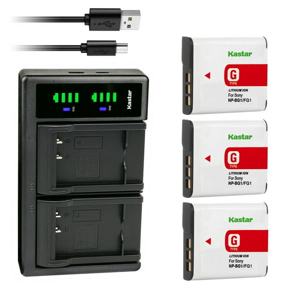 Kastar 3-Pack NP-BG1 Battery and LTD2 USB Charger Replacement for Sony Cyber-shot DSC-W290, Cyber-shot DSC-W300, Cyber-shot DSC-W30, Cyber-shot DSC-W35, Cyber-shot DSC-W40, Cyber-shot DSC-W50 Camera