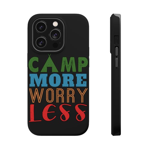 DistinctInk Tough Case for Apple iPhone 15 PRO (6.1" Screen), Compatible with MagSafe Charging - Camp More Worry Less