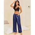 thumbnail image 3 of Ekouaer Womens Silk Satin Pajama Pants Casual Loose Lounge Pants Drawstring Elastic Waist Wide Leg Pj Bottoms with Pockets, 3 of 6