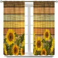 thumbnail image 3 of Sunflower Curtain Colored Wooden Boards Rustic CountryMinimalist Texture Rod Pocket Room Darkening Window Drapes for Bedroom Living Room Kitchen Cafe Office Decor （W26xL84 Inch） x2 Panels, 3 of 6