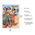thumbnail image 2 of Hawaii - Hawaiian Hula Dancers - Vintage Advertising Poster c.1950s - Master Art Print 10in x 14in, 2 of 4