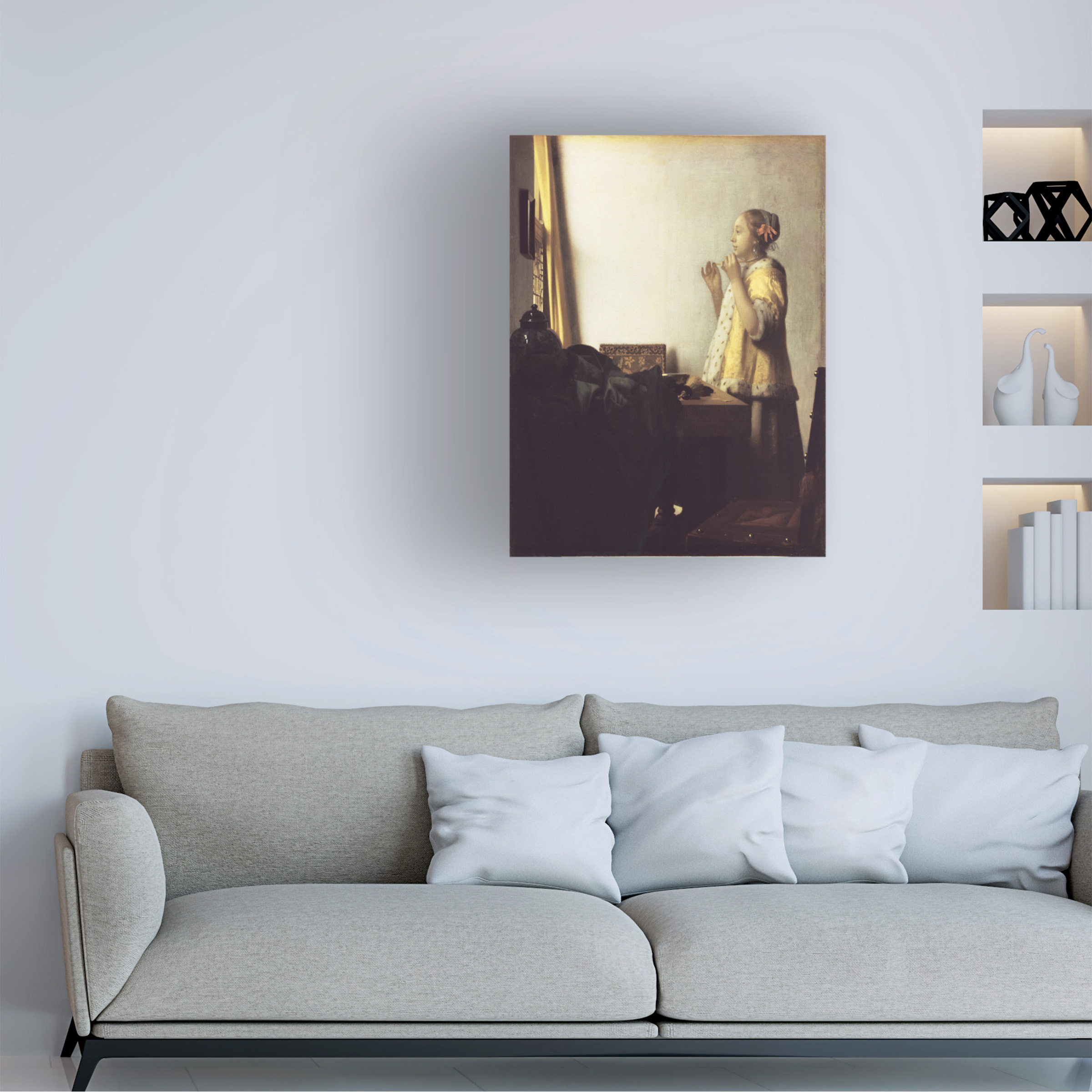 Johannes Vermeer 'Woman With Pearl Necklace' Canvas Art