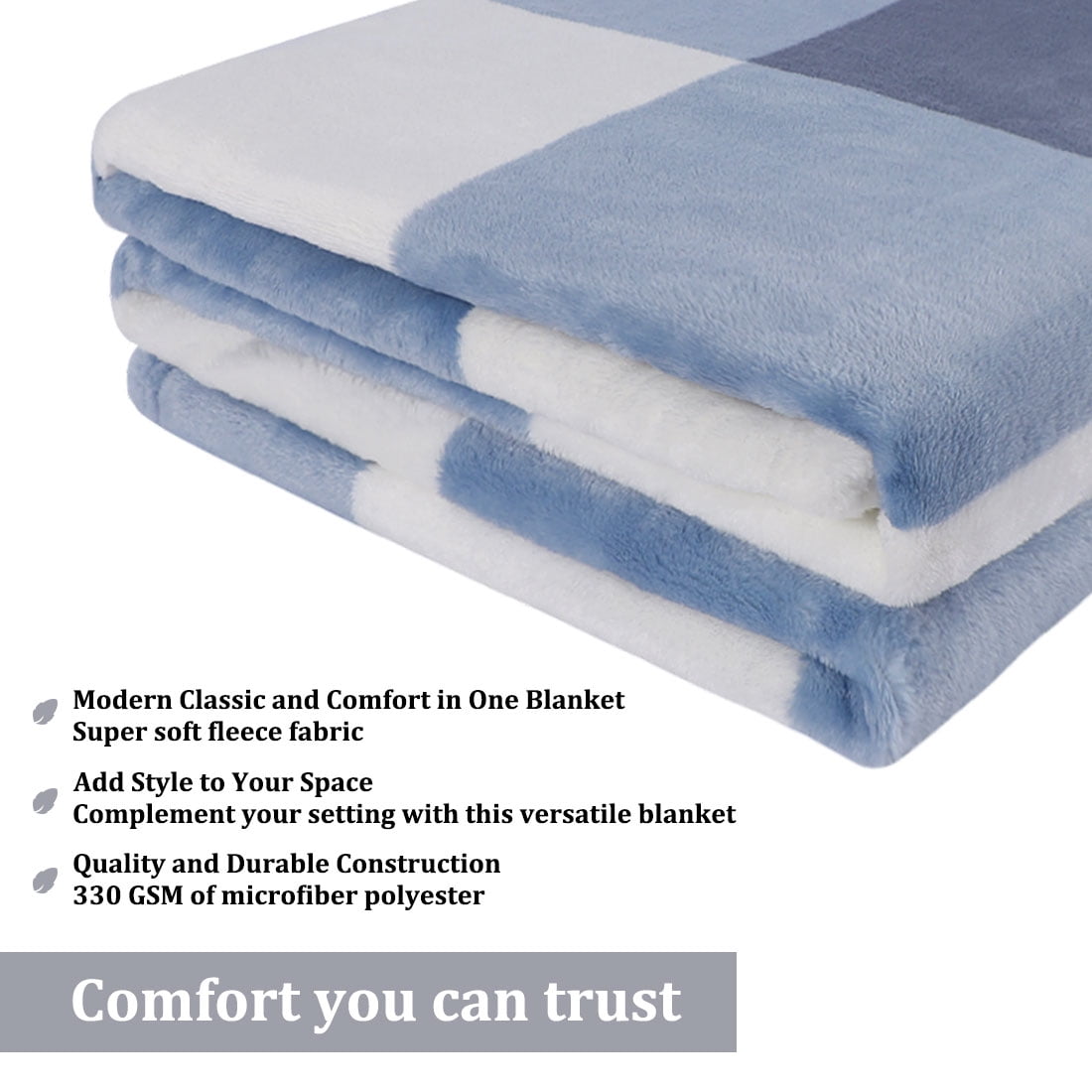 Unique Bargains Plaid Microfiber Plush Lightweight Throw