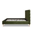 thumbnail image 3 of King Size Bed Frame, Modern Wavy Headboard Platform Bed, Retro Wooden Bed Frame with Side Rails, Olive Green, 3 of 9