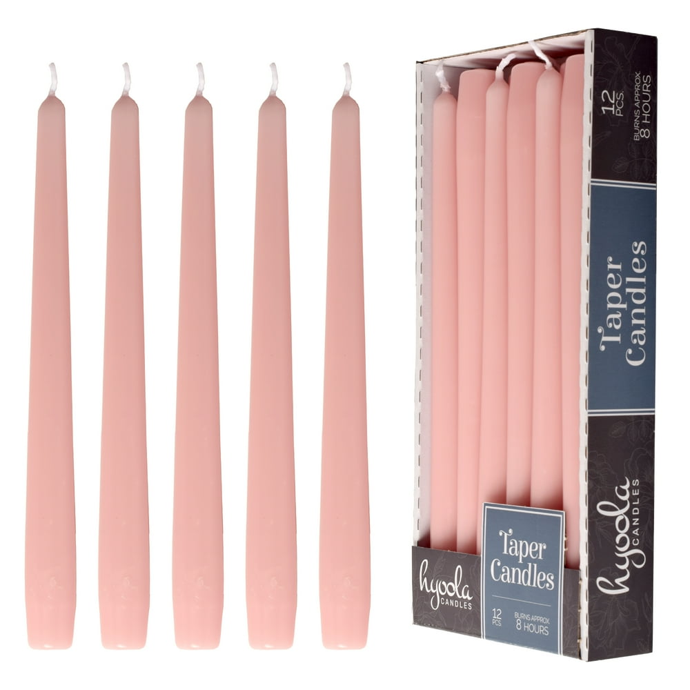 Hyoola 10 inch Unscented Pink Dripless Taper Candles 8 Hour Burn 12 Count Tapers
