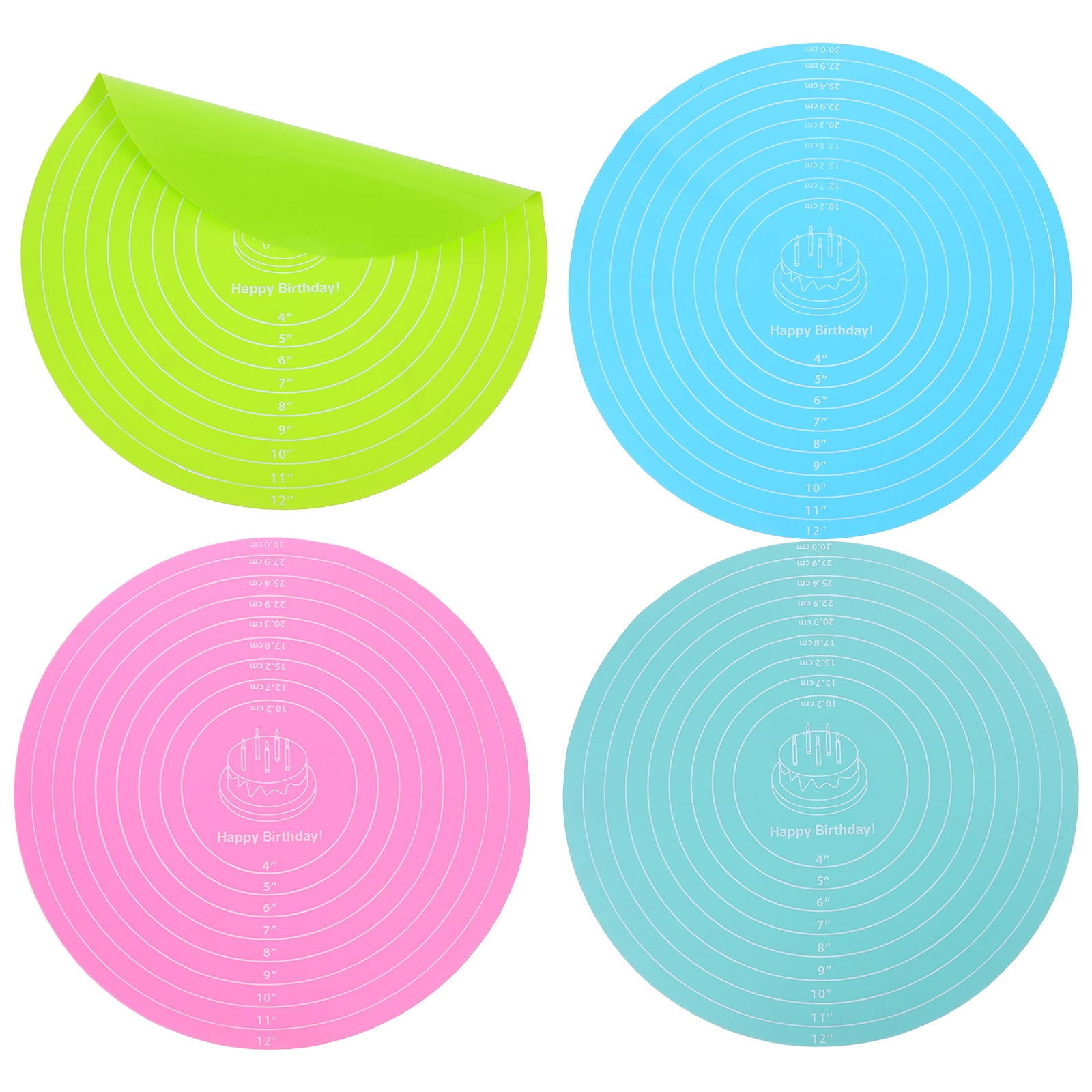 ETHZZLE Heat Resistant Silicone Rolling Mats Assorted Color for Baking Dough 4Pcs