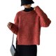 thumbnail image 5 of Suéter de punto con cuello redondo sencillo de color sólido retro de hilo circular de estilo nuevo de otoño e invierno coreano, suéter suelto de estilo perezoso para mujer, 5 of 5