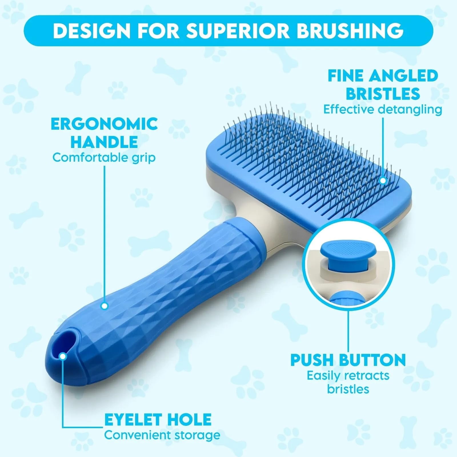 Self Cleaning Slicker Brush, Dog Cat Pet Grooming Brush, Shedding Brush, Comb Rake for Shedding
