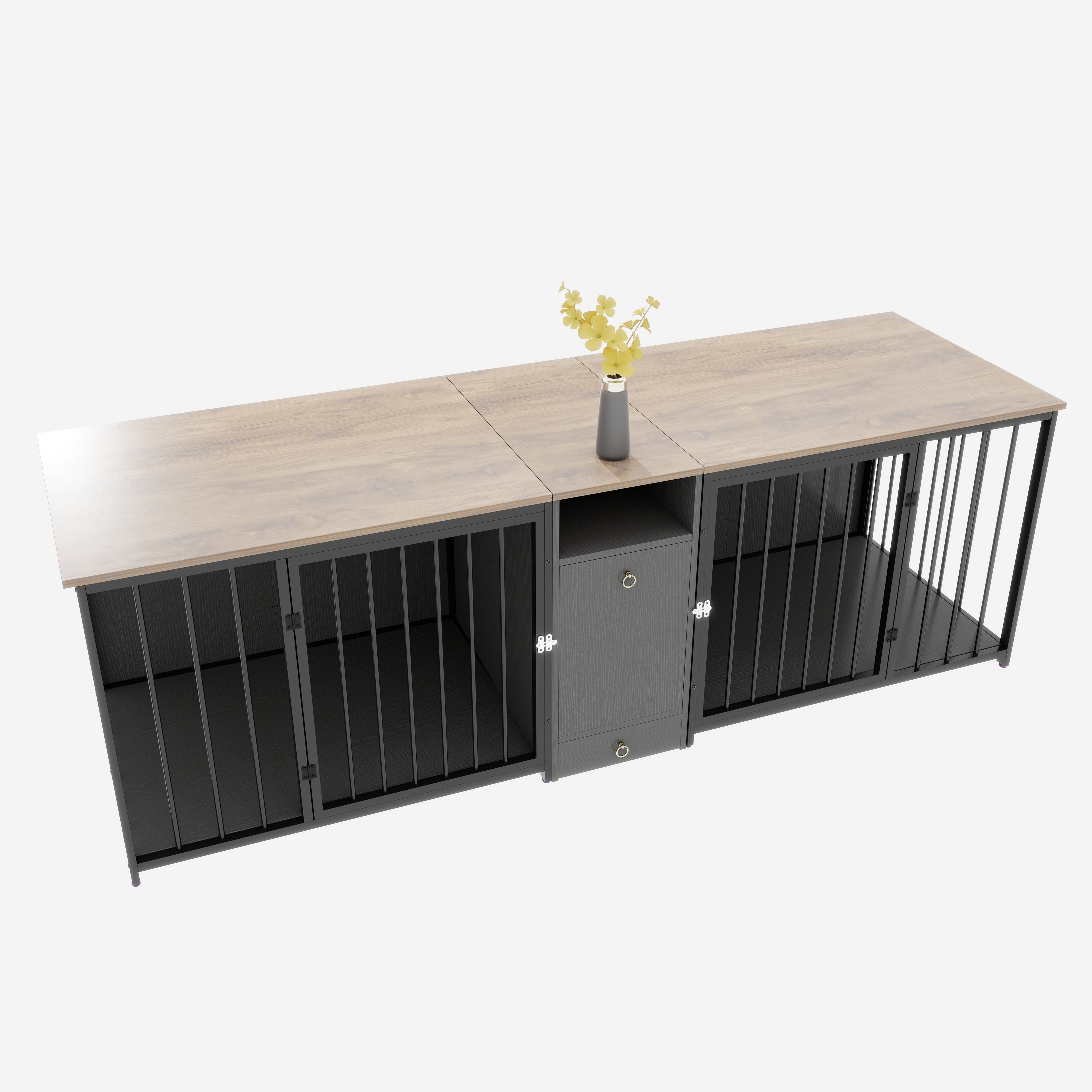 Uforic 40.1" Modern Dog Crate with Single Room, Heavy Duty Dog Cage with Large Tabletop for Medium Dogs, Black