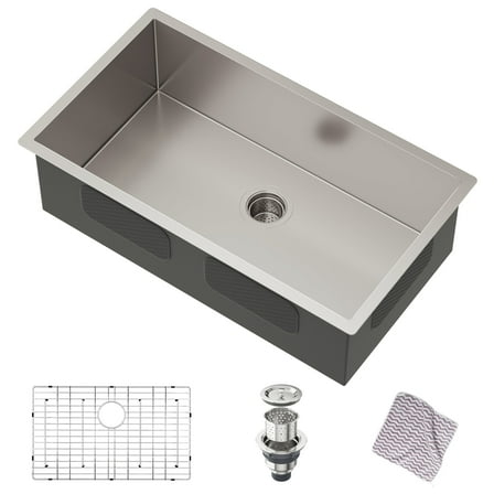 32"X19"Inch Undermount Kitchen Sink, High-quality 304 Stainless Steel Round Corner Single Bowl Deep Kitchen Sinks, 10-inch Deep Large Bar Sink