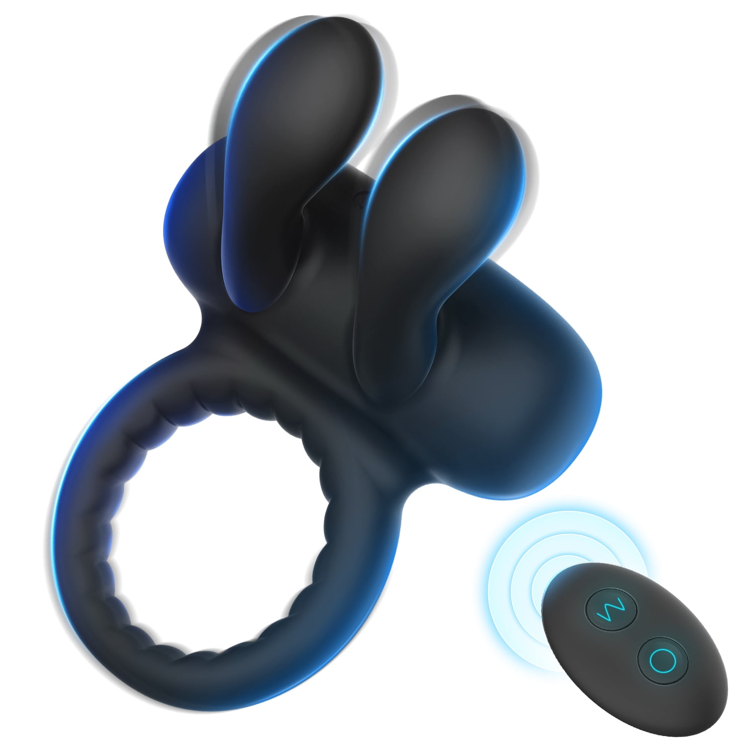 Areskey Vibrating Penis Ring with Bunny Ears, Remote Control Rechargeable Sex Toys