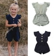 thumbnail image 2 of Baby Girl Summer Romper One Piece Off Shoulder Solid Jumpsuit Outfits Sunsuit, 2 of 5