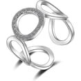 thumbnail image 1 of Anillos circulares de plata con óxido de circonio ajustables para mujeres y niñas., 1 of 5
