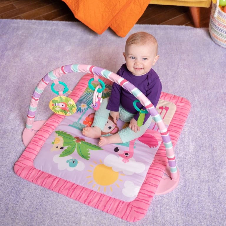 希少品　WORLD GYM ラグトップ　レインボーカラー　フィジーク　ビルダー Bright Starts Pink Palms Tiki Baby Activity Gym Tummy Time Mat